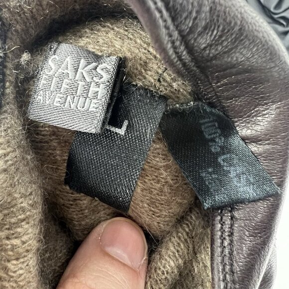 2 Pairs Leather Glove Women's L Saks Fifth Avenue Cashmere Adrienne Vittadini - Picture 8 of 8